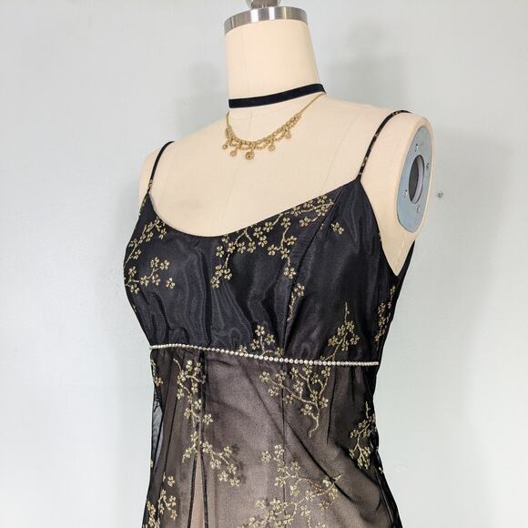 Nites Prom Dress Maxi Gown 10 Black Brown Fairy Goth Whimsigoth Vintage 90s Y2K - Picture 6 of 14